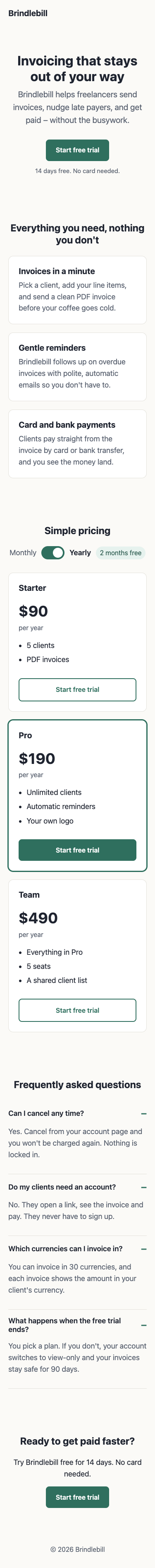 Screenshot of the page built in this answer, at a phone width of 375 pixels