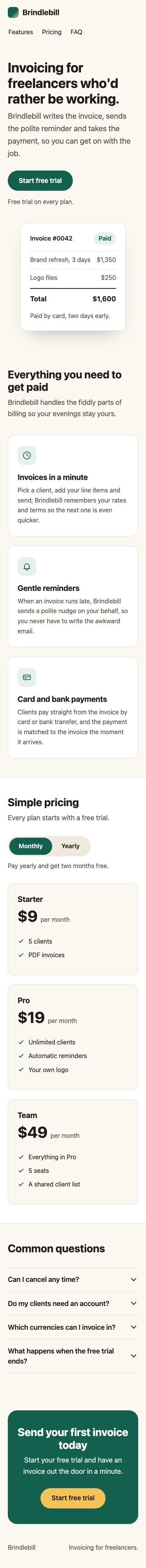 Screenshot of the page built in this answer, at a phone width of 375 pixels