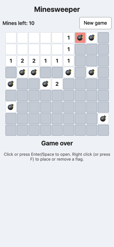 Screenshot of the page built in this answer, at a phone width of 375 pixels