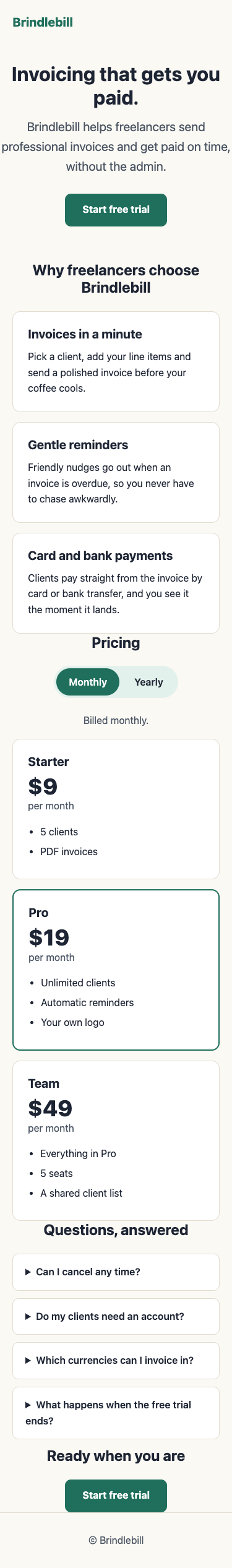Screenshot of the page built in this answer, at a phone width of 375 pixels