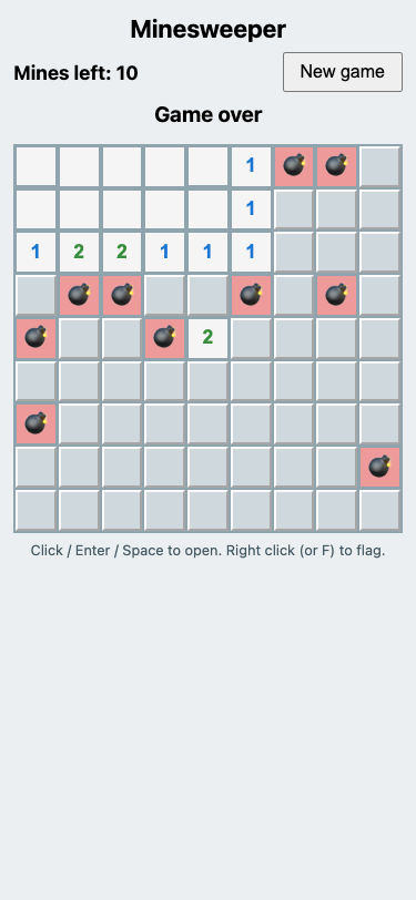 Screenshot of the page built in this answer, at a phone width of 375 pixels