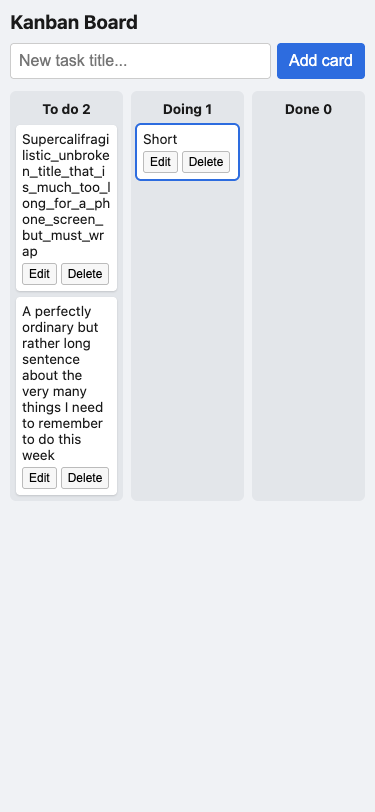 Screenshot of the page built in this answer, at a phone width of 375 pixels